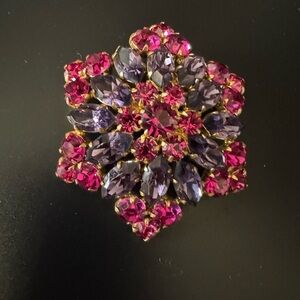 Exquisite Pink and Purple Austrian Brooch.